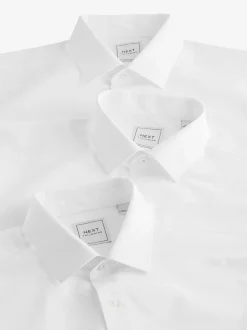 Formele Overhemden|Shirts|Next Wit - Slim Fit - Strijkvrije slimme overhemden met enkele manchet 3 pak