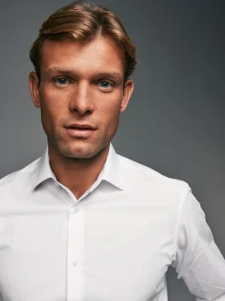 Formele Overhemden|Shirts|Next Wit - Slim Fit - Strijkvrije slimme overhemden met enkele manchet 3 pak
