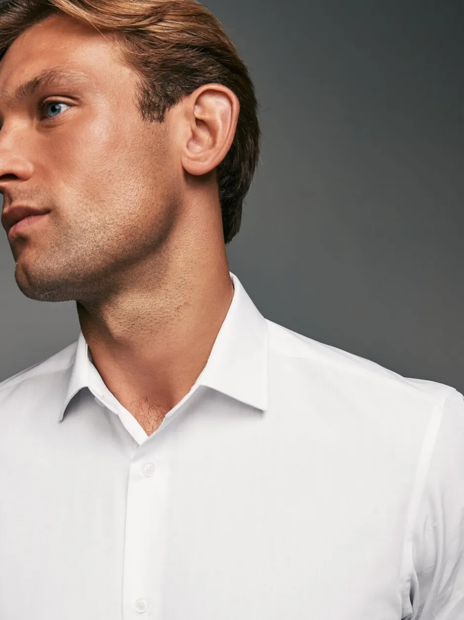 Formele Overhemden|Shirts|Next Wit - Slim Fit - Strijkvrije slimme overhemden met enkele manchet 3 pak