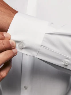 Formele Overhemden|Shirts|Next Wit - Slim Fit - Strijkvrije slimme overhemden met enkele manchet 3 pak