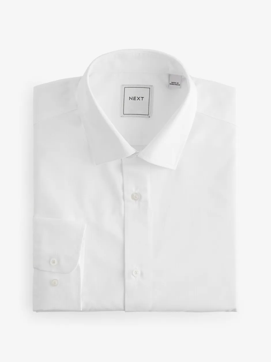 Formele Overhemden|Shirts|Next Wit - Slim Fit - Strijkvrije slimme overhemden met enkele manchet 3 pak