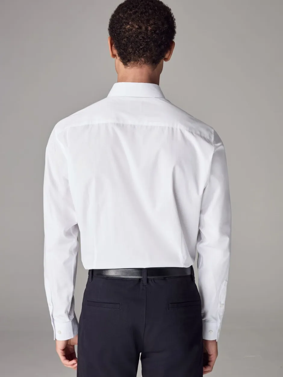 Formele Overhemden|Shirts*Next - Slim Fit - Strijkvrij net overhemd met enkele manchet Wit