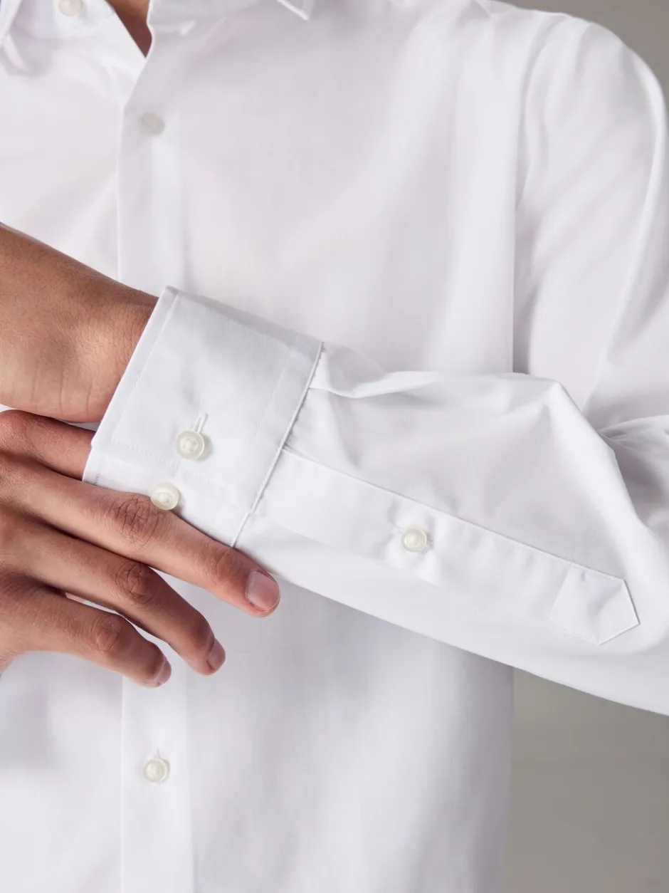 Formele Overhemden|Shirts*Next - Slim Fit - Strijkvrij net overhemd met enkele manchet Wit