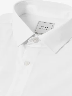Formele Overhemden|Shirts*Next - Slim Fit - Strijkvrij net overhemd met enkele manchet Wit