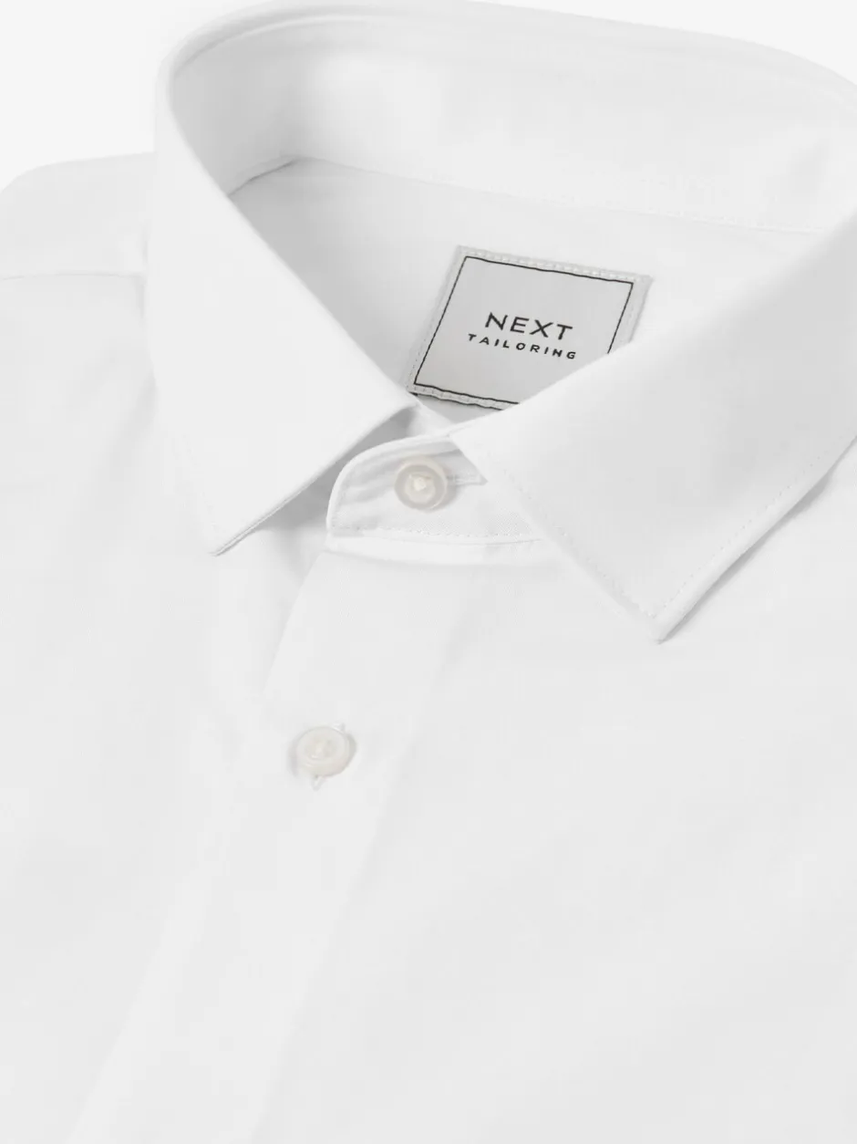 Formele Overhemden|Shirts*Next - Slim Fit - Strijkvrij net overhemd met enkele manchet Wit