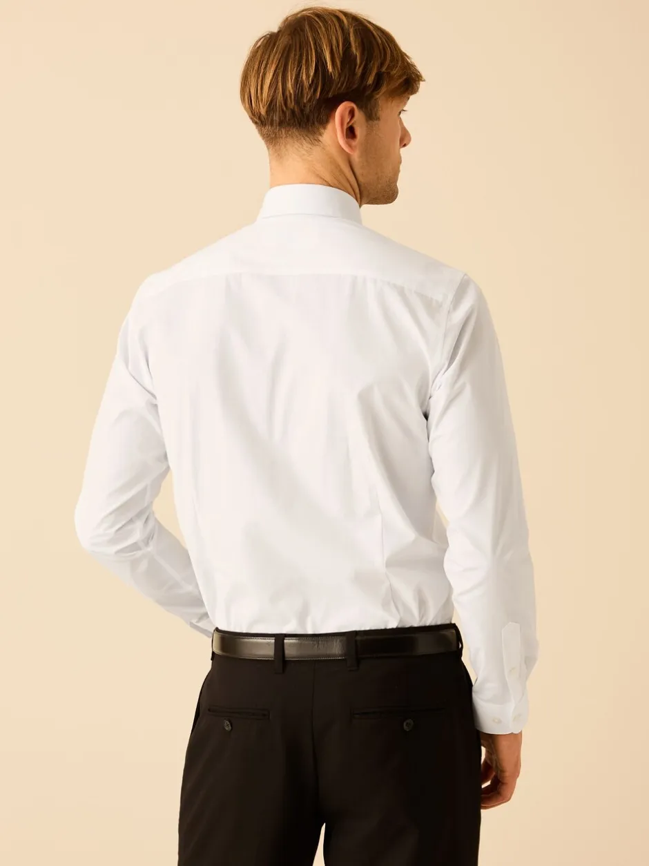 Formele Overhemden*Next Wit - Slim fit, eenvoudig te strijken, net Oxford-overhemd met kraaglusje en enkele manchetten