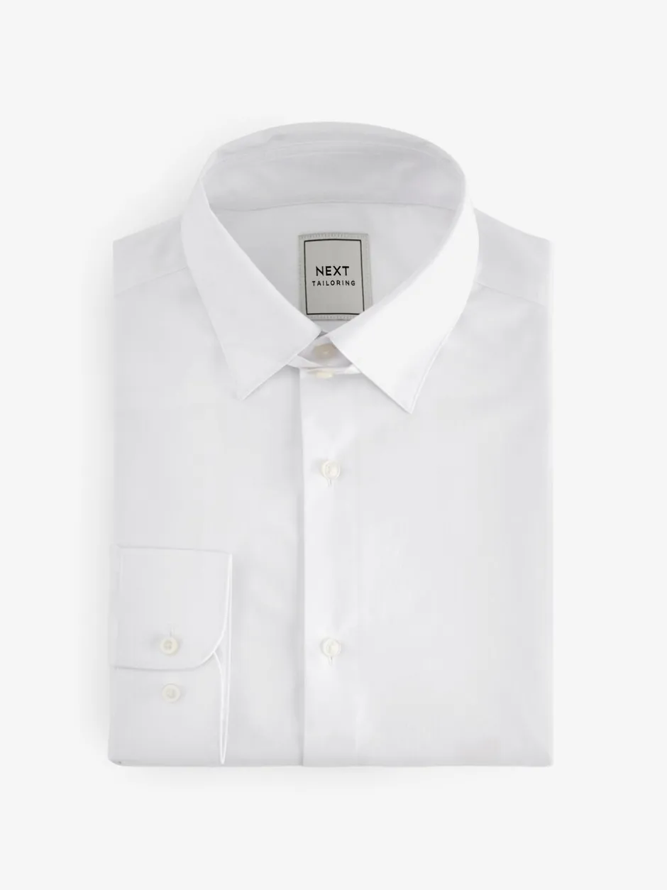 Formele Overhemden*Next Wit - Slim fit, eenvoudig te strijken, net Oxford-overhemd met kraaglusje en enkele manchetten