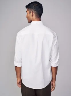 Formele Overhemden|Shirts*Next Wit - Soft Touch Oxford Long Sleeve Shirt
