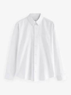 Formele Overhemden|Shirts*Next Wit - Soft Touch Oxford Long Sleeve Shirt