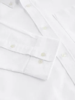 Formele Overhemden|Shirts*Next Wit - Soft Touch Oxford Long Sleeve Shirt