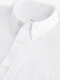 Formele Overhemden|Shirts*Next Wit - Soft Touch Oxford Long Sleeve Shirt