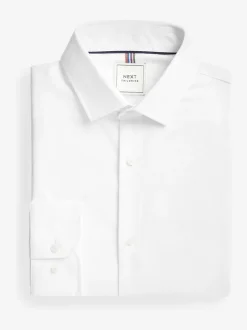 Formele Overhemden*Next Wit - Strakke Pasvorm - Onderhoudsvriendelijk, getextureerd, slim fit overhemd met enkele manchet