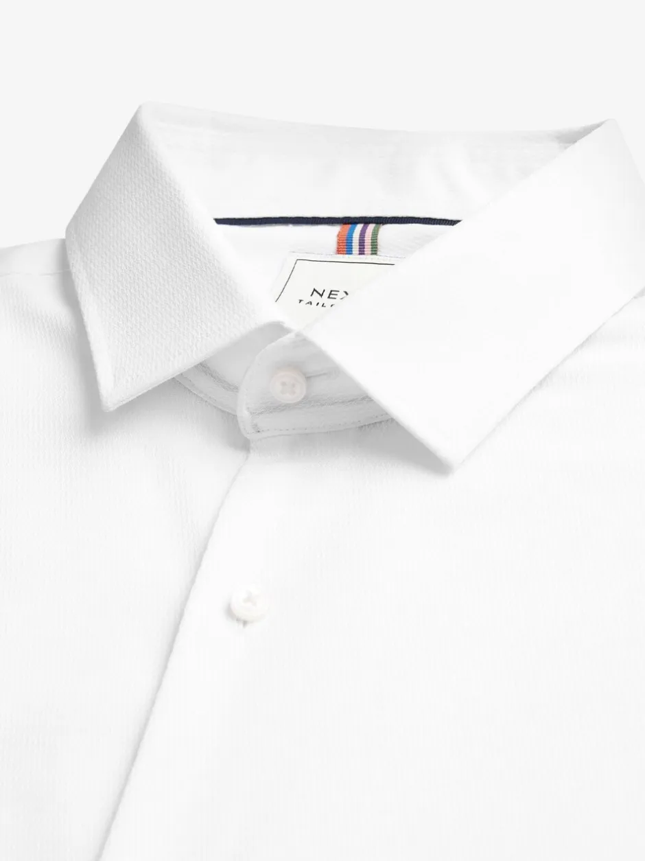 Formele Overhemden*Next Wit - Strakke Pasvorm - Onderhoudsvriendelijk, getextureerd, slim fit overhemd met enkele manchet