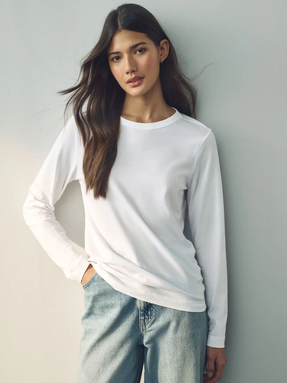 Tops En T-Shirts*Next Wit - T-shirt met lange mouwen en ronde hals