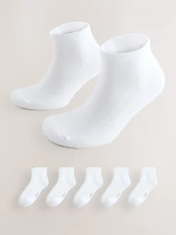Sokken|Sokken|Next - Verpakking van 5 - Halfhoge sneakersokken met demping Wit