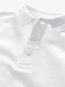 Schoolkleding*Next Wit - Verpakking van 5 100% katoenen schoolpoloshirts met lange mouwen (3-16 jr)