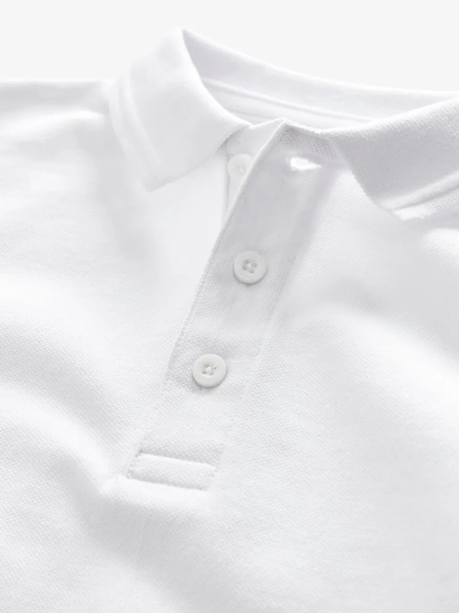 Schoolkleding*Next Wit - Verpakking van 5 100% katoenen schoolpoloshirts met lange mouwen (3-16 jr)