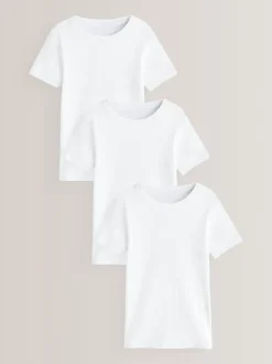 Tops|Ondergoed|Next - Verpakking van 3 100% katoenen shirts met korte mouwen (1,5-16jr) Wit
