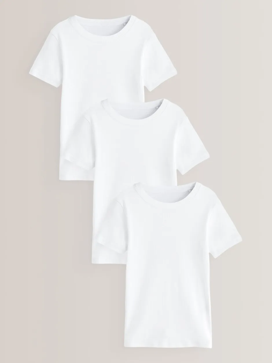 Tops|Ondergoed|Next - Verpakking van 3 100% katoenen shirts met korte mouwen (1,5-16jr) Wit