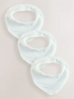 Slabbetjes|Next - Verpakking van 3 babyslabbetjes van mousseline Wit