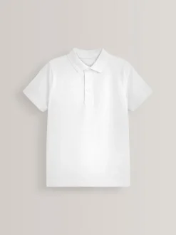 Schoolkleding|Next - Verpakking van 5 katoenen poloshirts met korte mouwen voor school (3-16jr) Wit
