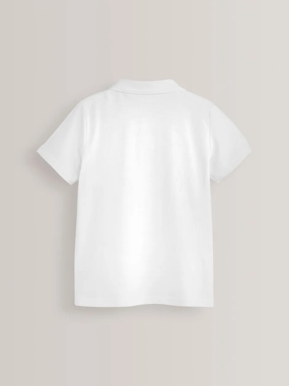 Schoolkleding|Next - Verpakking van 5 katoenen poloshirts met korte mouwen voor school (3-16jr) Wit