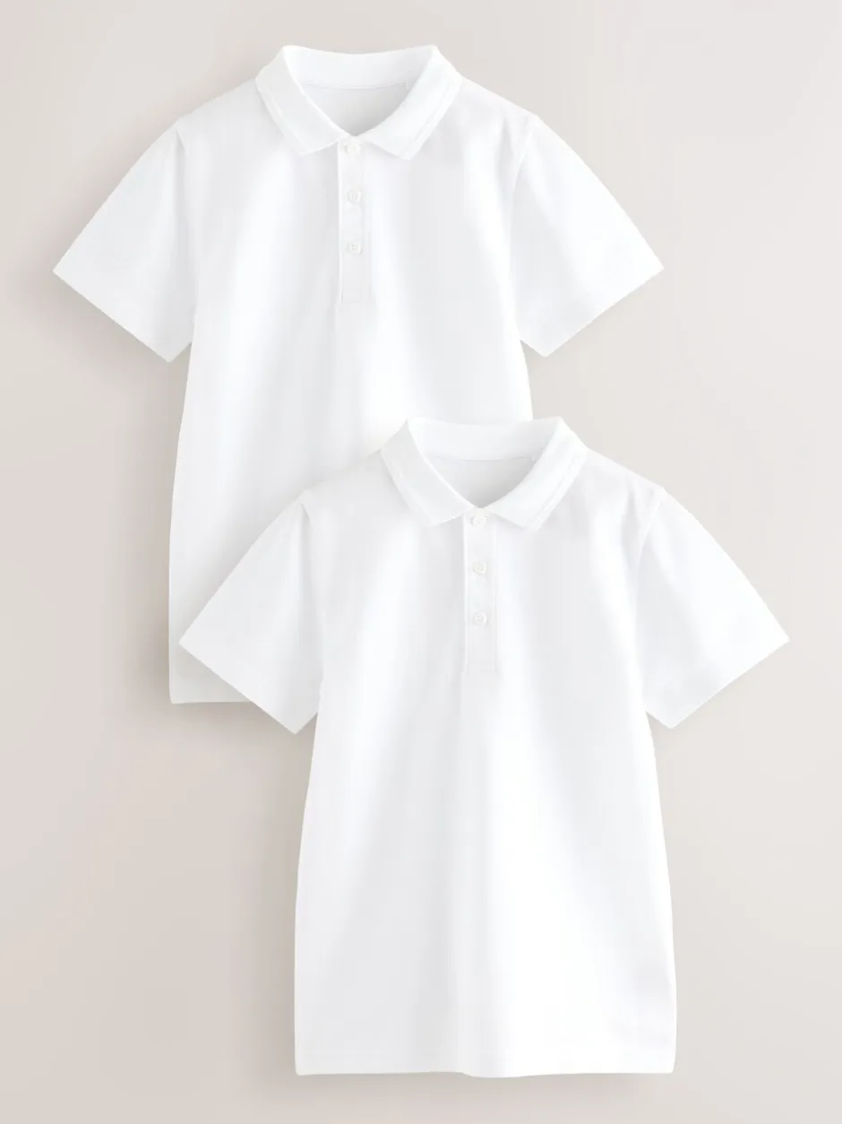 Schoolkleding*Next Wit - Verpakking van 2 katoenen schoolpoloshirts met korte mouwen (3-16jr)