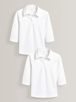 Schoolkleding|Next - Verpakking van 2 katoenen jersey schoolblouses met stretch en 3/4-mouwen (3-16 jr) Wit