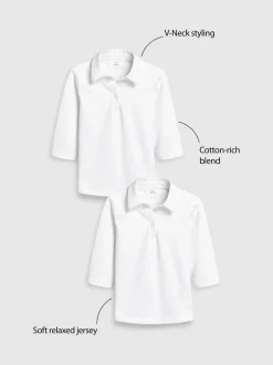 Schoolkleding|Next - Verpakking van 2 katoenen jersey schoolblouses met stretch en 3/4-mouwen (3-16 jr) Wit
