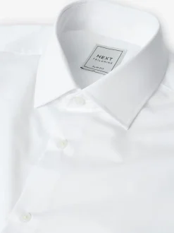 Formele Overhemden|Shirts*Next Wit - Verpakking van 4 onderhoudsvriendelijke slim fit smart overhemden met enkele manchetten