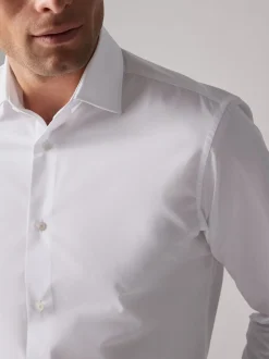 Formele Overhemden|Shirts*Next Wit - Verpakking van 4 onderhoudsvriendelijke slim fit smart overhemden met enkele manchetten