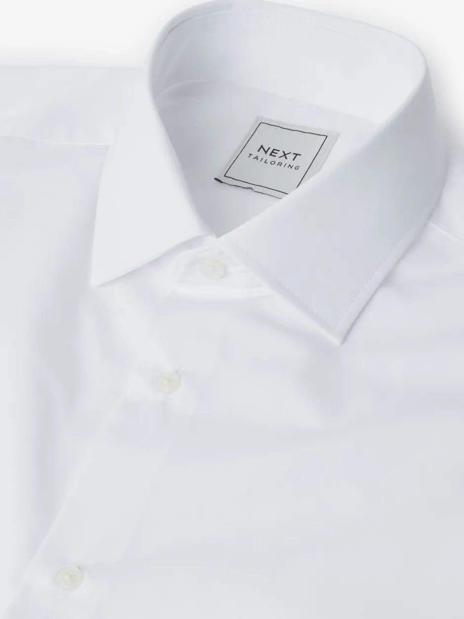 Formele Overhemden|Next Wit - Verpakking van 5 onderhoudsvriendelijke slim fit smart overhemden met enkele manchetten