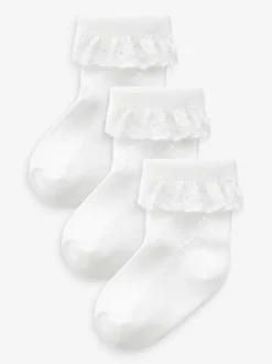 Sokken En Panty's*Next - Verpakking van 3 paar babysokken met kant Wit
