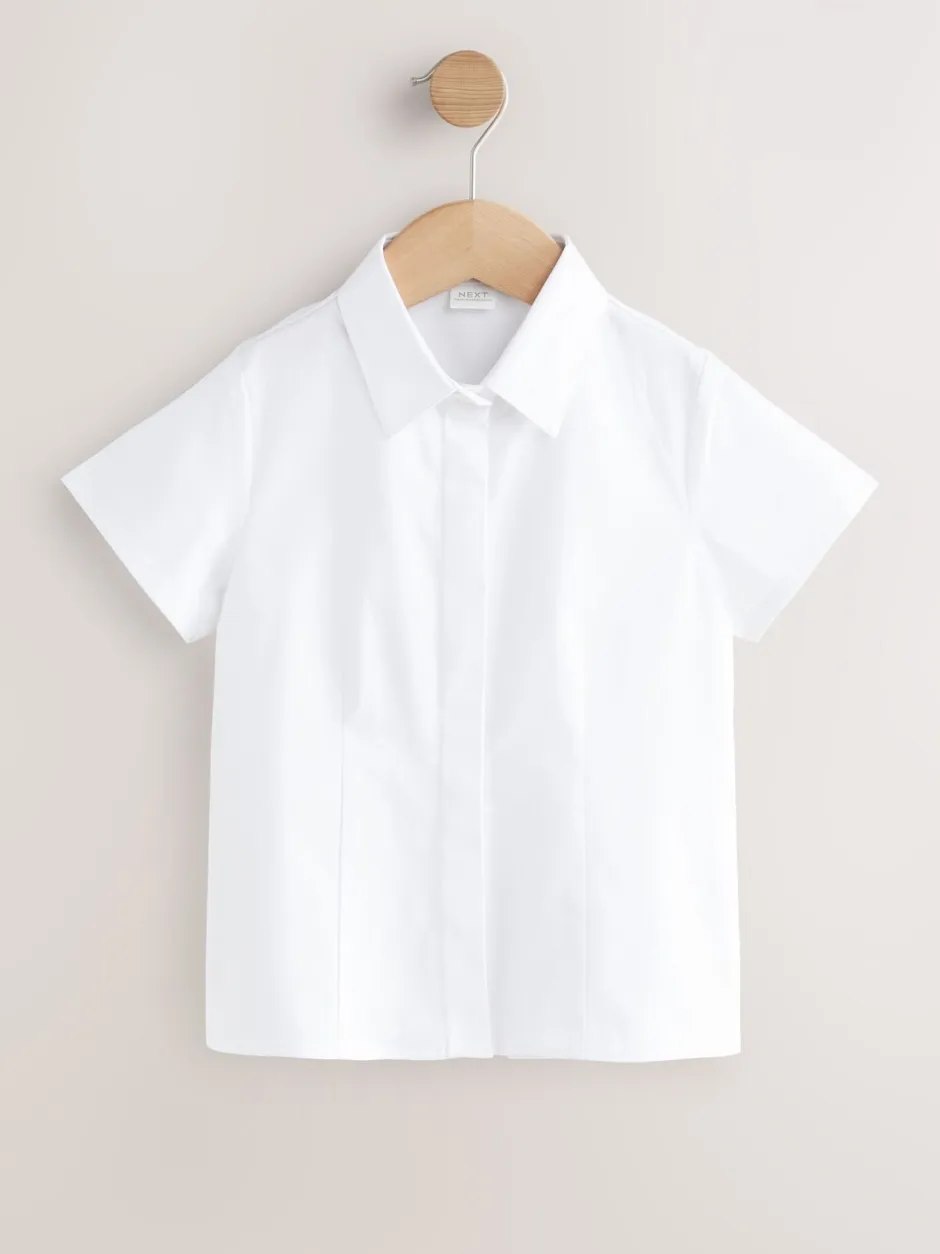 Overhemden En Blouses|Next Wit - Verpakking van 2 premium aansluitende schooloverhemden met hoog katoengehalte, stretchy en Korte mouwen (3-18jaar)