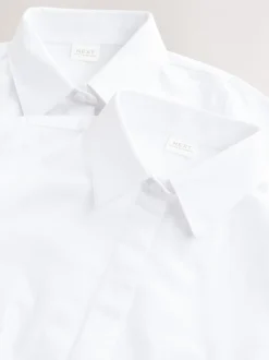 Overhemden En Blouses|Next Wit - Verpakking van 2 premium aansluitende schooloverhemden met hoog katoengehalte, stretchy en Korte mouwen (3-18jaar)