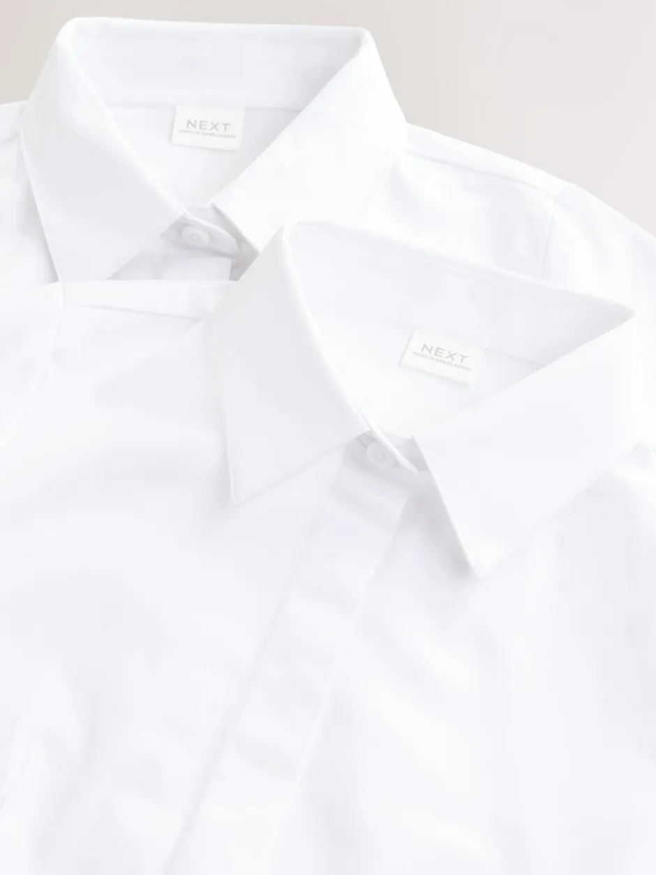 Overhemden En Blouses|Next Wit - Verpakking van 2 premium aansluitende schooloverhemden met hoog katoengehalte, stretchy en Korte mouwen (3-18jaar)