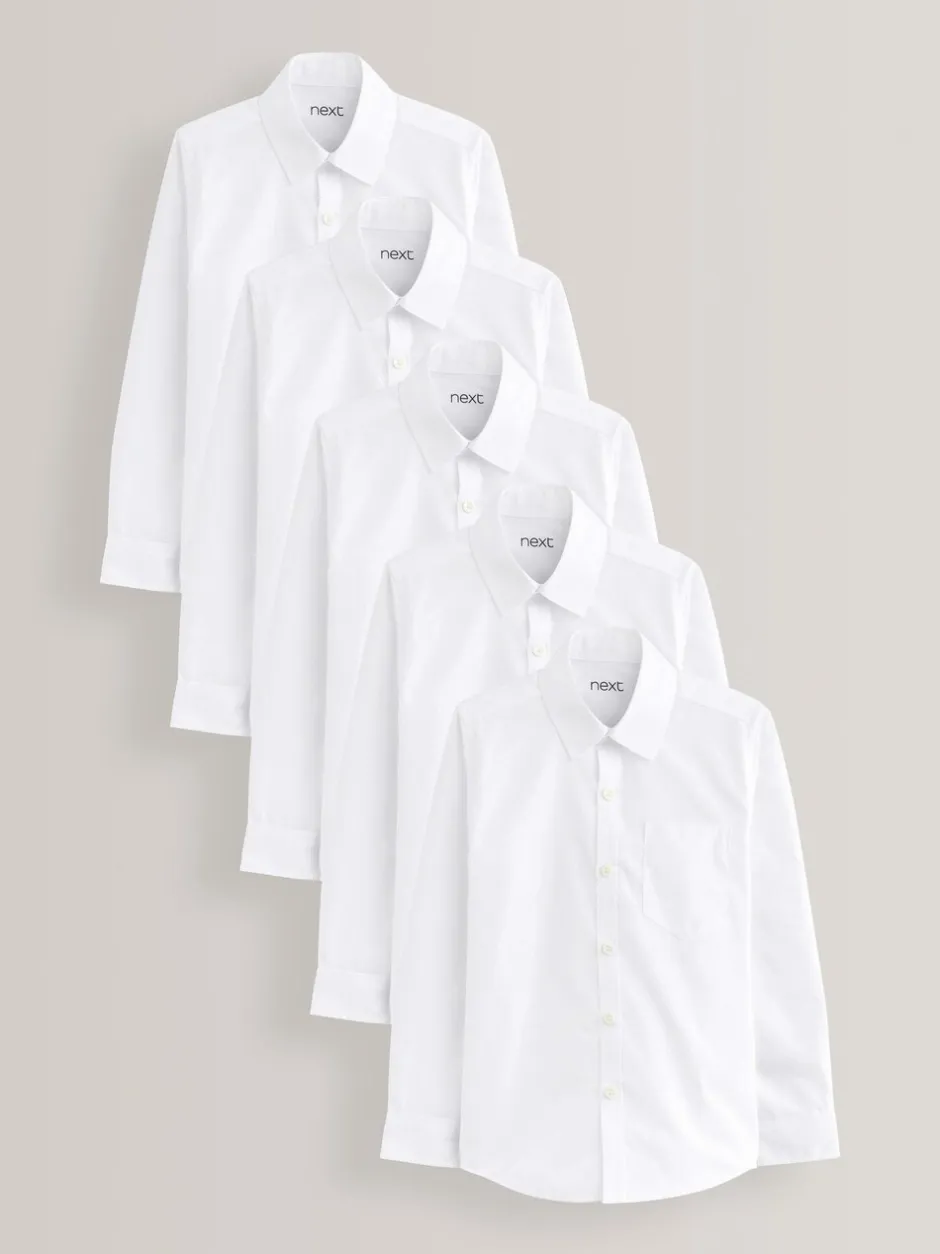 Shirts|Schoolkleding*Next Wit - Verpakking van 5 schooloverhemden met lange mouwen (3-17jr)