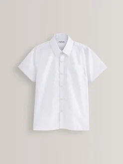 Shirts|Schoolkleding*Next - Verpakking van 2 schooloverhemden met korte mouwen (3-17jr) Wit