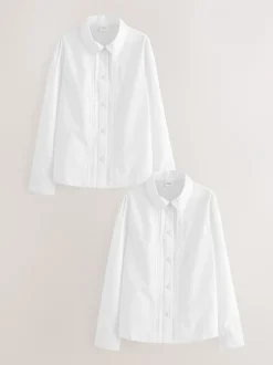 Overhemden En Blouses*Next Wit - Verpakking van 2 schoolblouses met lange mouwen en kantafwerking (3-14 jr)