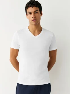 Ondergoed|Ondergoed|Next Wit - Verpakking van 10 slim-fit 100% katoenen T-shirts met V-hals en laagjes