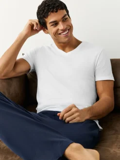 Ondergoed|Ondergoed|Next Wit - Verpakking van 10 slim-fit 100% katoenen T-shirts met V-hals en laagjes