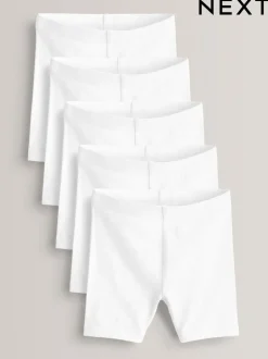 Shorts En Rokken*Next - Verpakking van 5 stretchy fietsshorts met hoog katoengehalte (3-16jr) Wit