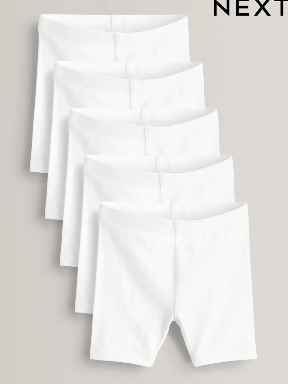 Shorts En Rokken*Next - Verpakking van 5 stretchy fietsshorts met hoog katoengehalte (3-16jr) Wit