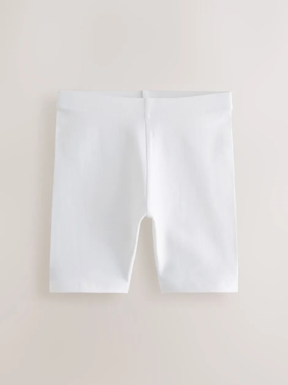 Shorts En Rokken|Next - Verpakking van 5 stretchy fietsshorts met hoog katoengehalte (3-16jr) Wit