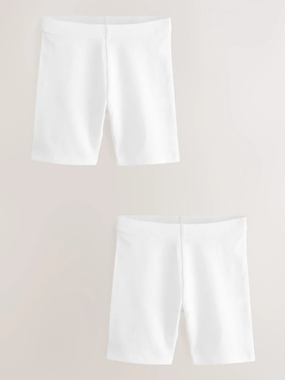 Shorts En Rokken|Next - Verpakking van 2 stretchy fietsshorts met hoog katoengehalte (3-16jr) Wit