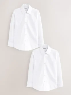 Schoolkleding|Shirts*Next Wit - Verpakking van 2 stretchy schooloverhemden met lange mouwen (3-16jr)