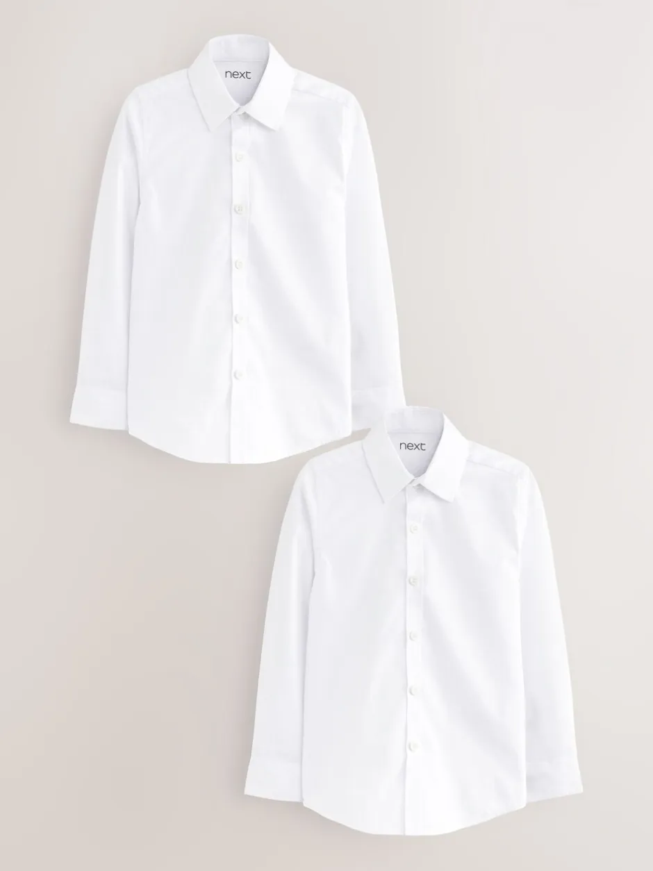 Schoolkleding|Shirts*Next Wit - Verpakking van 2 stretchy schooloverhemden met lange mouwen (3-16jr)