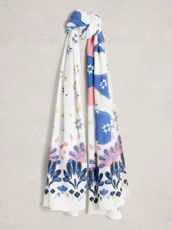 Mutsen, Handschoenen En Sjaals|White Stuff - Sophie sjaal met print Wit