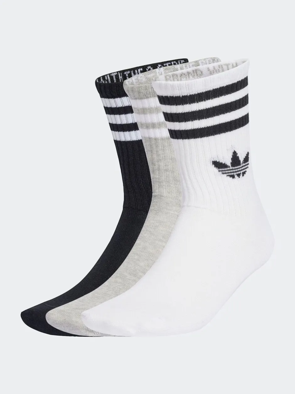 Sokken|Sokken|adidas originals Wit chroom - Ronde hals - 3-Strepen Crew Sokken 3 paar