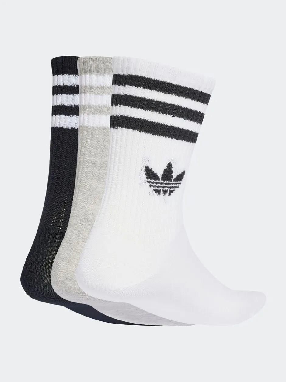 Sokken|Sokken|adidas originals Wit chroom - Ronde hals - 3-Strepen Crew Sokken 3 paar